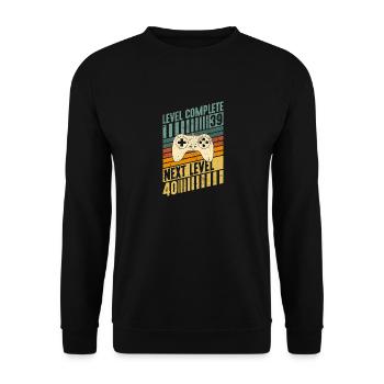 40th Birthday Gifts Gamer Level 40 Forty - Unisex Sweatshirt - black - Front - Alina (178cm) & Michal (187cm)