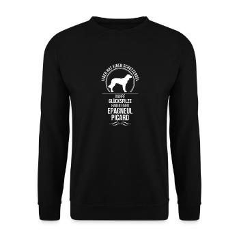 EPAGNEUL PICARD Schutzengel Hunde Spruch Wilsigns - Unisex Pullover - Schwarz - Vorne - Alina (178cm) & Michal (187cm)