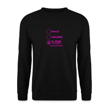Beziehung Katzen liebe KANAANI KATZE - Unisex Pullover - Schwarz - Vorne - Alina (178cm) & Michal (187cm)