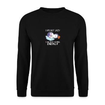 Funny penguin saying lazy funny gift idea - Unisex Sweatshirt - black - Front - Alina (178cm) & Michal (187cm)