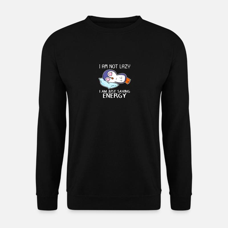 Lustiger Pinguin Spruch Faul lustig Geschenkidee - Unisex Pullover - Schwarz