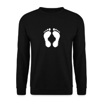 Fußabdruck Fußabdrücke Design weiß - Unisex Pullover - Schwarz - Vorne - Alina (178cm) & Michal (187cm)