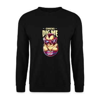 Chicks Dig Me Funny Easter Chicken - Unisex Sweatshirt - black - Front - Alina (178cm) & Michal (187cm)