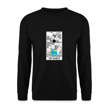 The World Tarot Card Funny Cat Tarot Card A Tarot - Unisex Pullover - Schwarz - Vorne - Alina (178cm) & Michal (187cm)