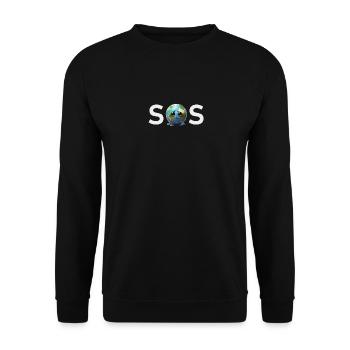 SOS - Weeping Sad Earth Climate Change - Unisex Sweatshirt - black - Front - Alina (178cm) & Michal (187cm)