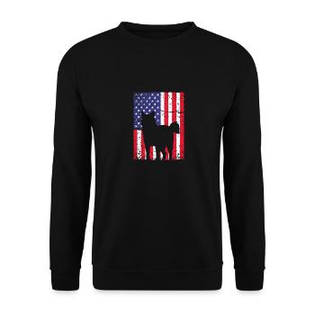 Sibirischer Husky - Unisex Pullover - Schwarz - Vorne - Alina (178cm) & Michal (187cm)