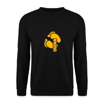 Fußabdruck für Quinn Geburt Baby - Unisex Pullover - Schwarz - Vorne - Alina (178cm) & Michal (187cm)