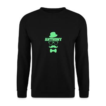 Anthony als Vorname - Unisex Pullover - Schwarz - Vorne - Alina (178cm) & Michal (187cm)