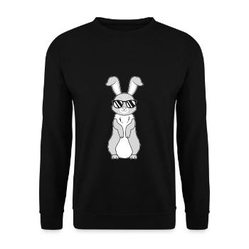 Süßer Hase mit Sonnenbrille Kanninchen Hasen - Unisex Pullover - Schwarz - Vorne - Alina (178cm) & Michal (187cm)