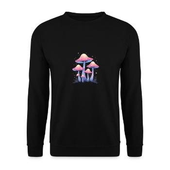 Magic Mushrooms - Mystical Forest Art - Unisex Sweatshirt - black - Front - Alina (178cm) & Michal (187cm)