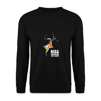 Kiss Whoever You Want Lesbian Pansexual Diversity - Unisex Pullover - Schwarz - Vorne - Alina (178cm) & Michal (187cm)