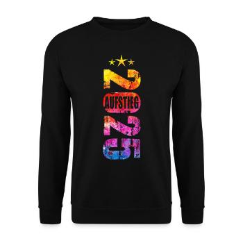 Aufsteiger 2025 Aufstiegstrikot Aufstieg 25 - Unisex Pullover - Schwarz - Vorne - Alina (178cm) & Michal (187cm)