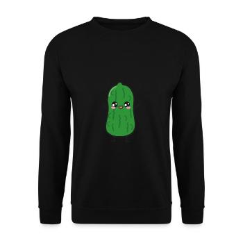 Saure Gurke Kawaii Lustig - Unisex Pullover - Schwarz - Vorne - Alina (178cm) & Michal (187cm)