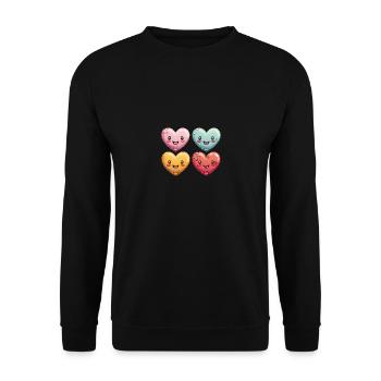 Hearts also good for children and birthdays - Unisex Sweatshirt - black - Front - Alina (178cm) & Michal (187cm)