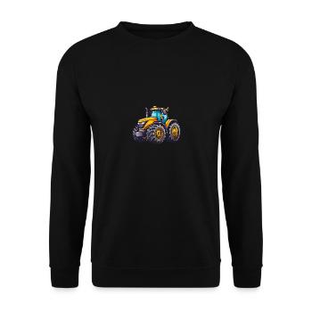 Niedlicher Traktor - Unisex Pullover - Schwarz - Vorne - Alina (178cm) & Michal (187cm)