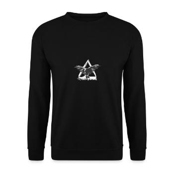Wikinger Odin Rabe Nordische Mythologie Midgard - Unisex Pullover - Schwarz - Vorne - Alina (178cm) & Michal (187cm)