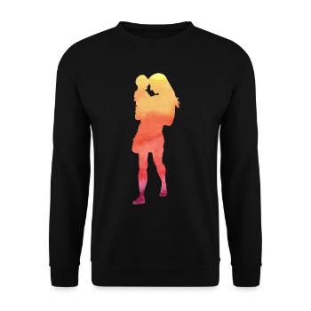 Gift mothers day silhouette woman with toddler - Unisex Sweatshirt - black - Front - Alina (178cm) & Michal (187cm)