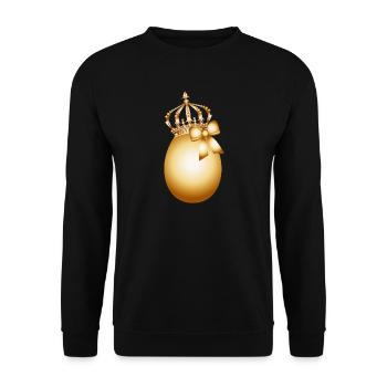 goldenes Ei mit goldener Krone und Gold Schleife - Unisex Pullover - Schwarz - Vorne - Alina (178cm) & Michal (187cm)