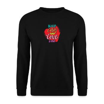 Keep Calm Love Life Color Explosion - Unisex Sweatshirt - black - Front - Alina (178cm) & Michal (187cm)