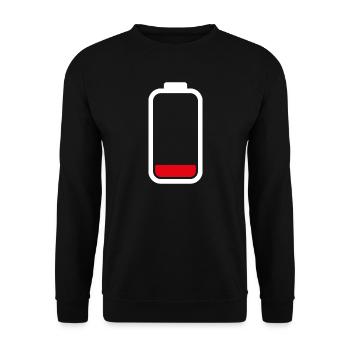 LOW BATTERY - White - Unisex Sweatshirt - black - Front - Alina (178cm) & Michal (187cm)