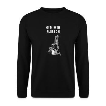 Skeleton prays - give me meat - grain grain grain - Unisex Sweatshirt - black - Front - Alina (178cm) & Michal (187cm)
