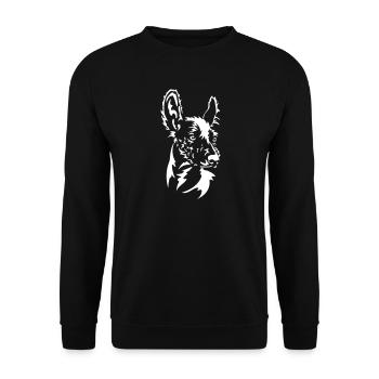 Peruanischer Nackthund Kopf "Black Edition" - Unisex Pullover - Schwarz - Vorne - Alina (178cm) & Michal (187cm)