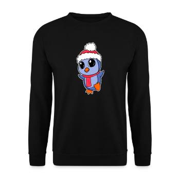 Pinguin Weihnachten - Unisex Pullover - Schwarz - Vorne - Alina (178cm) & Michal (187cm)