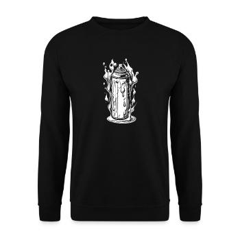 Comic Spray Can with Drops and Flames - Unisex Sweatshirt - black - Front - Alina (178cm) & Michal (187cm)