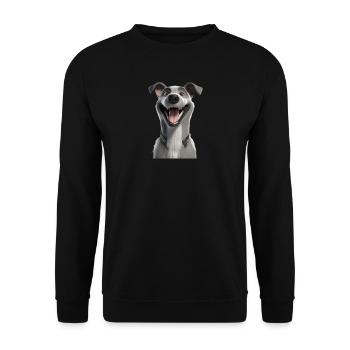 Grinning Greyhound Mascot - Unisex Sweatshirt - black - Front - Alina (178cm) & Michal (187cm)