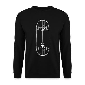 Skateboard Zeichnung - Unisex Pullover - Schwarz - Vorne - Alina (178cm) & Michal (187cm)