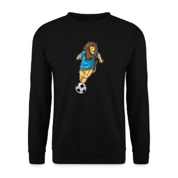 Löwe Fußballspieler Fußball - Unisex Pullover - Schwarz - Vorne - Alina (178cm) & Michal (187cm)