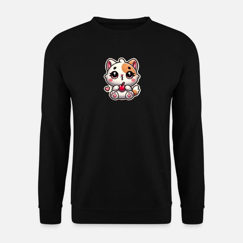 Rêve de chat mignon avec cerise - Sweat-shirt Unisexe - noir
