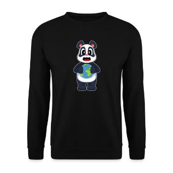 Panda Erdkugel - Unisex Pullover - Schwarz - Vorne - Alina (178cm) & Michal (187cm)