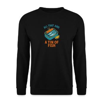 Retro Sardine Slice – Summer Pop - Unisex Pullover - Schwarz - Vorne - Alina (178cm) & Michal (187cm)