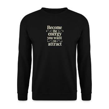 Motivationstext in beiger Vintage-Typografie - Unisex Pullover - Schwarz - Vorne - Alina (178cm) & Michal (187cm)