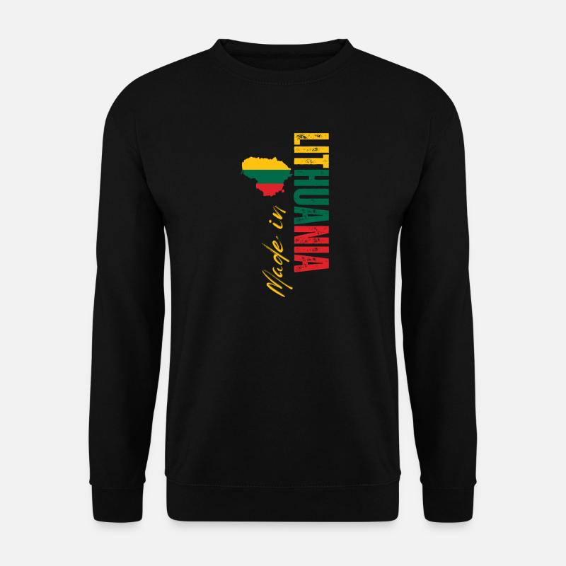 Made in Lithuania, vertical design - Unisex Sweatshirt - black