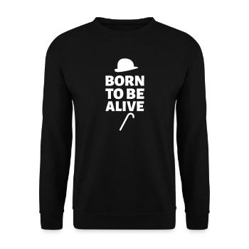 Geboren, um lebendig zu sein - Unisex Pullover - Schwarz - Vorne - Alina (178cm) & Michal (187cm)
