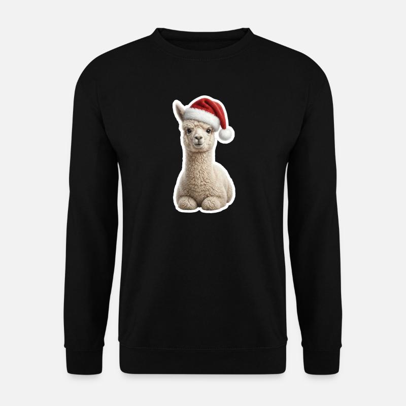 Fluffy alpaca in Christmas look - Unisex Sweatshirt - black