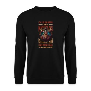 Ich Bin Ein Mann Des Nordens Wikinger - Unisex Pullover - Schwarz - Vorne - Alina (178cm) & Michal (187cm)