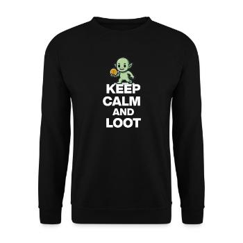 KEEP CALM AND LOOT, GOBLIN GOLD! GAMER NERD PARTY - Unisex Sweatshirt - black - Front - Alina (178cm) & Michal (187cm)