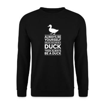 Enten Sprüche Ente Lustiges Enten Geschenk - Unisex Pullover - Schwarz - Vorne - Alina (178cm) & Michal (187cm)