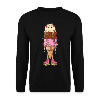 Kawaii Eis Rollschuhe Retro - Unisex Pullover - Schwarz - Vorne - Alina (178cm) & Michal (187cm)