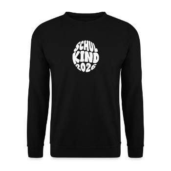 Schulkind 2026 Rundschrift - Unisex Pullover - Schwarz - Vorne - Alina (178cm) & Michal (187cm)