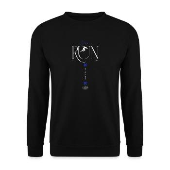 RUN Neon Runner Glyphen - Unisex Pullover - Schwarz - Vorne - Alina (178cm) & Michal (187cm)