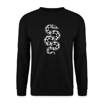 Schlangen-Silhouette im Kontrast - Unisex Pullover - Schwarz - Vorne - Alina (178cm) & Michal (187cm)