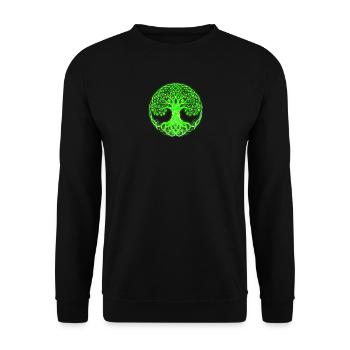 Baum des Lebens, Zen, Wurzeln - Unisex Pullover - Schwarz - Vorne - Alina (178cm) & Michal (187cm)
