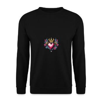 Heart Crown Love - Unisex Sweatshirt - black - Front - Alina (178cm) & Michal (187cm)