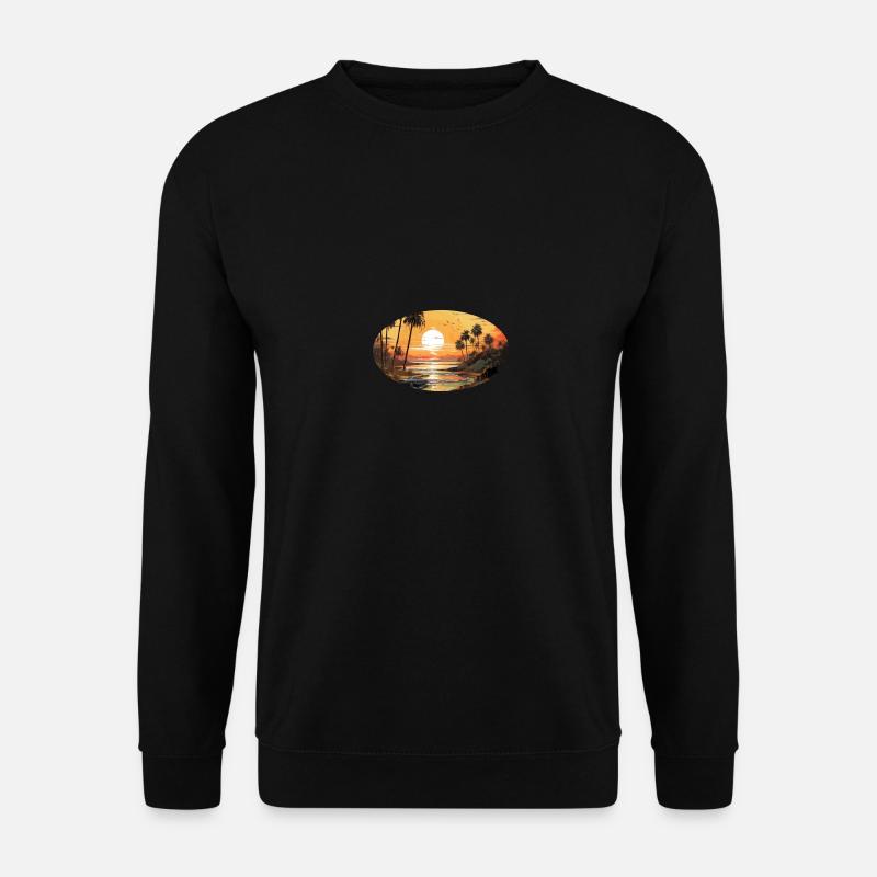 Strand Sonnenuntergang Vintage Surfer - Unisex Pullover - Schwarz