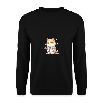 Japanese dog Shiba Inu doctor scientist - Unisex Sweatshirt - black - Front - Alina (178cm) & Michal (187cm)