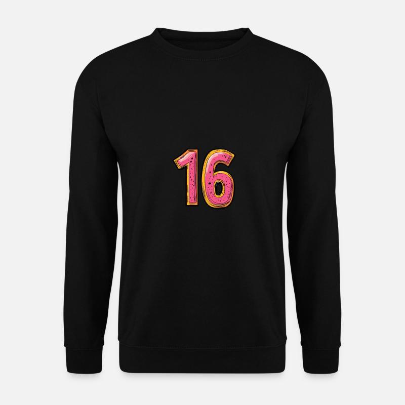 16 Zahl Comic - Unisex Pullover - Schwarz